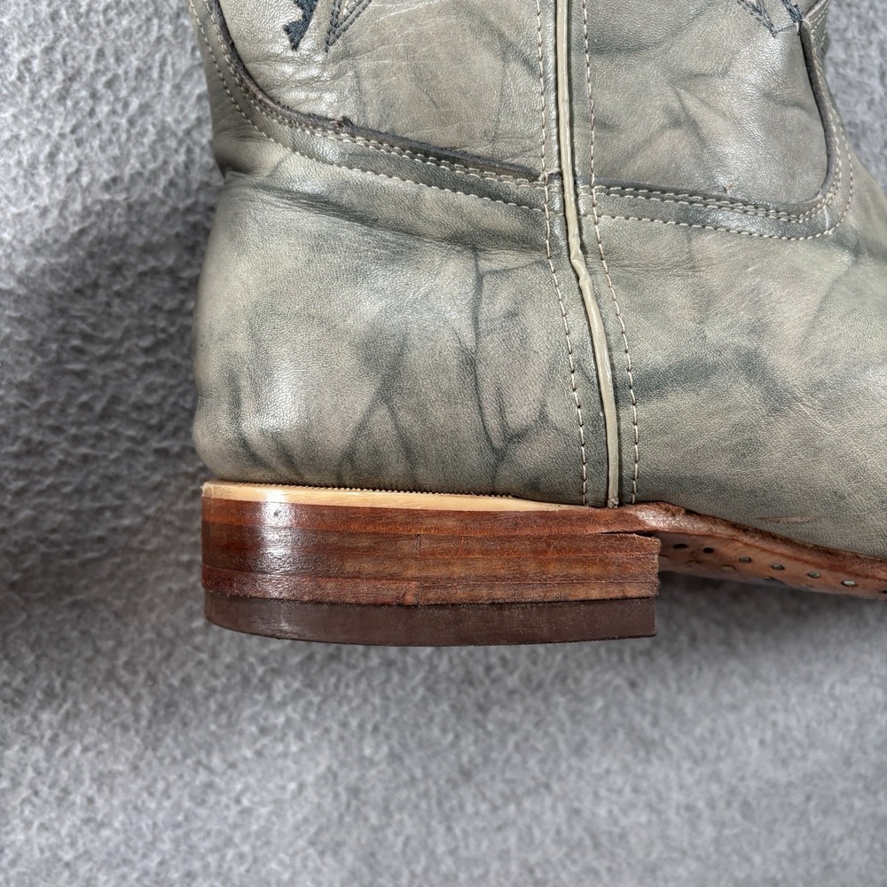 Aguila Real Western Cowboy Boots Mens Size 10 Gray Distressed Leather Square Toe - Picture 12 of 16
